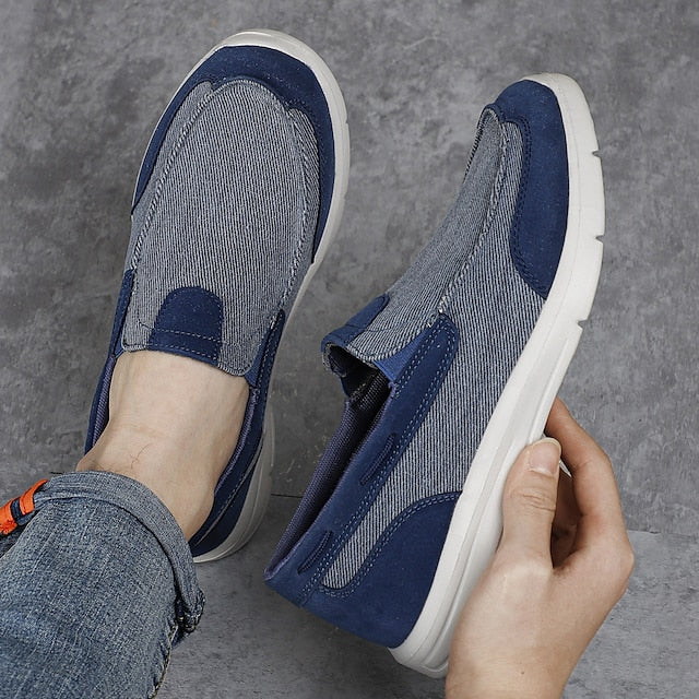 Beige Men's Slip-On Canvas Lightweight Loafers –