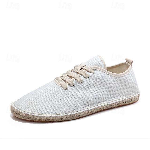 with Espadrille Jute Shoes Canvas Beige Lace-Up Men's Rope