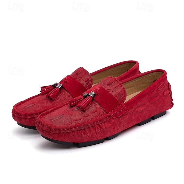 Men's Brown Detail Faux Loafers and with Suede Tassel
