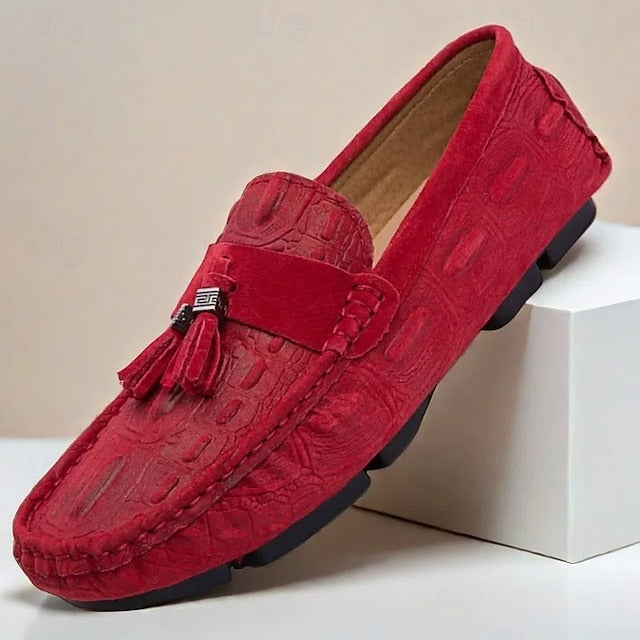 Men's Brown Detail Faux Loafers and with Suede Tassel