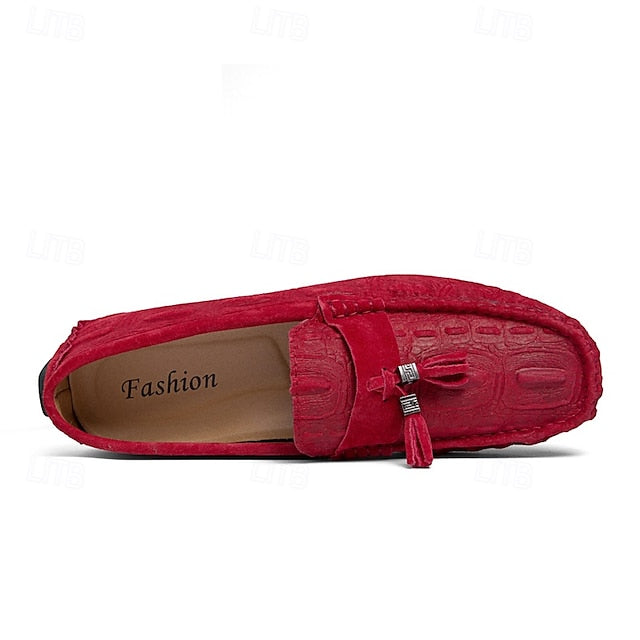Men's Brown Detail Faux Loafers and with Suede Tassel