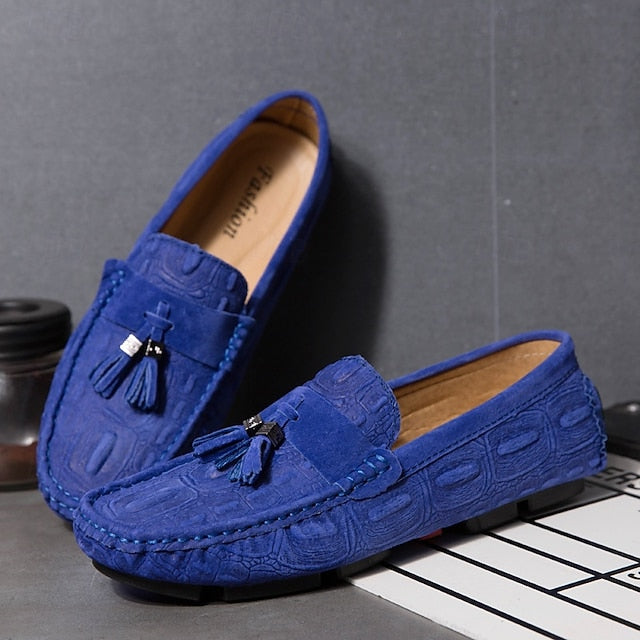 Men's Brown Detail Faux Loafers and with Suede Tassel