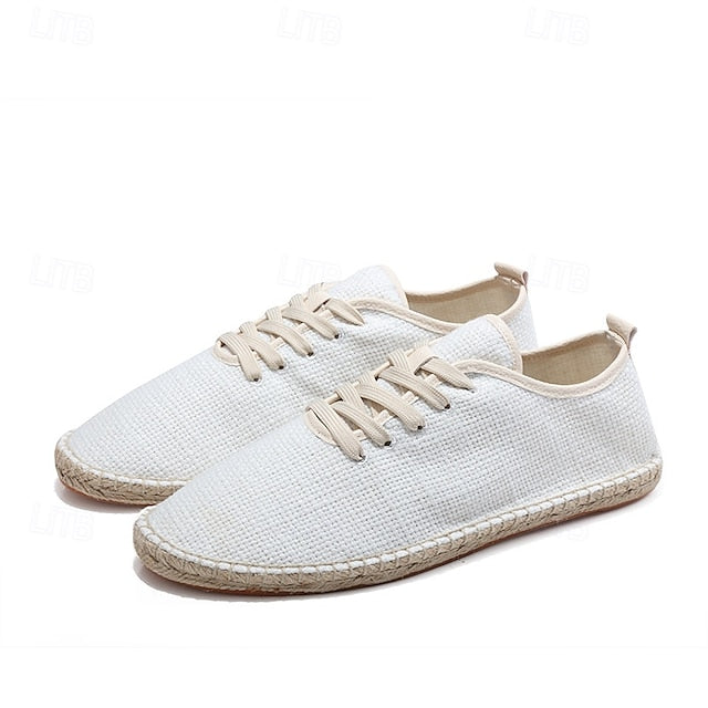 with Espadrille Jute Shoes Canvas Beige Lace-Up Men's Rope