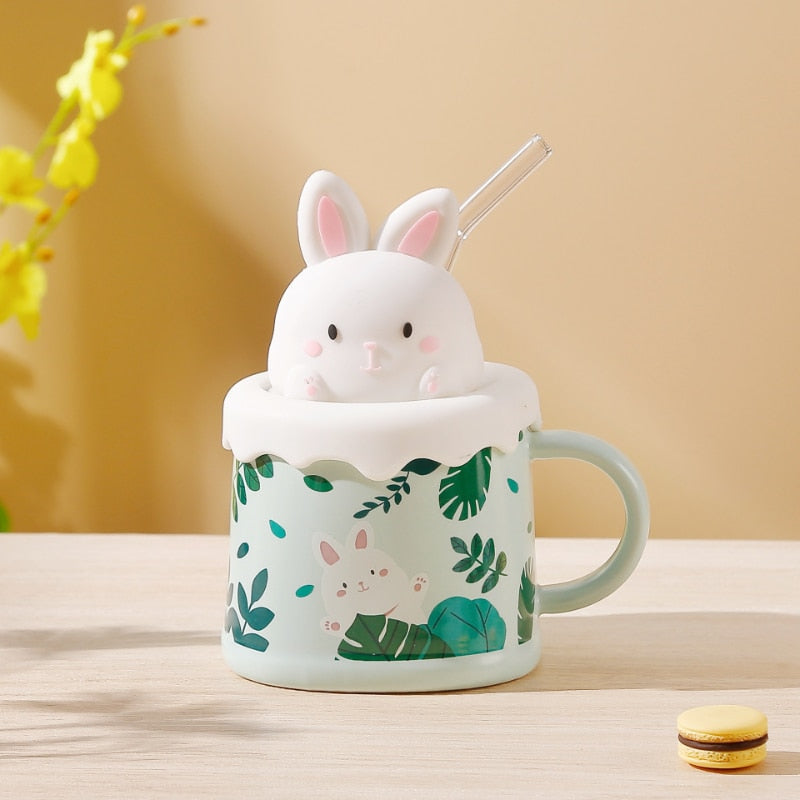 Pastel Animal Mug & Straw Set