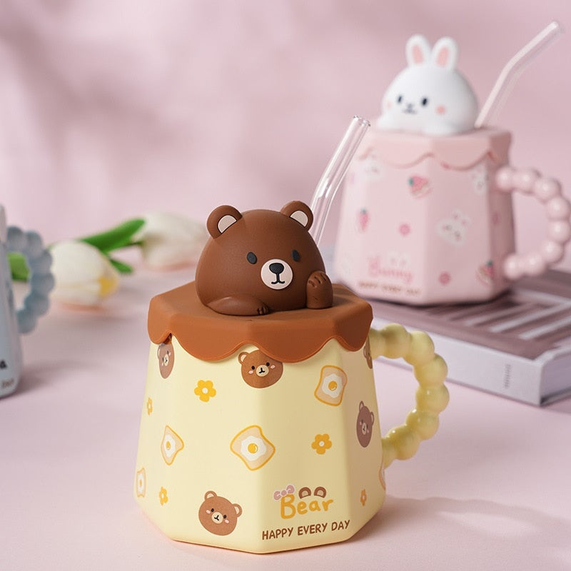 Pastel Animal Mug & Straw Set