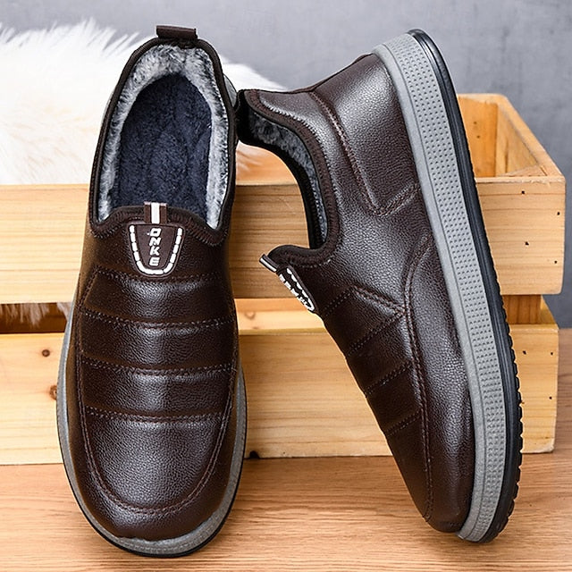 Boots Fleece Slip-Ons Winter Loafers PU lined Men's
