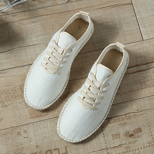 with Espadrille Jute Shoes Canvas Beige Lace-Up Men's Rope