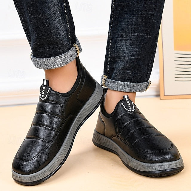 Boots Fleece Slip-Ons Winter Loafers PU lined Men's