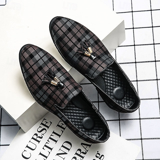 with Elegant Plaid Decoration Tassel – Loafers Men's