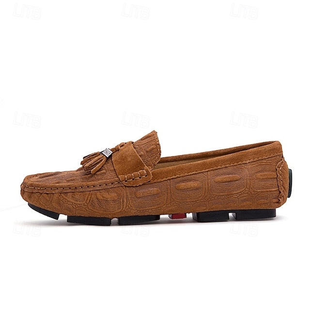 Men's Brown Detail Faux Loafers and with Suede Tassel