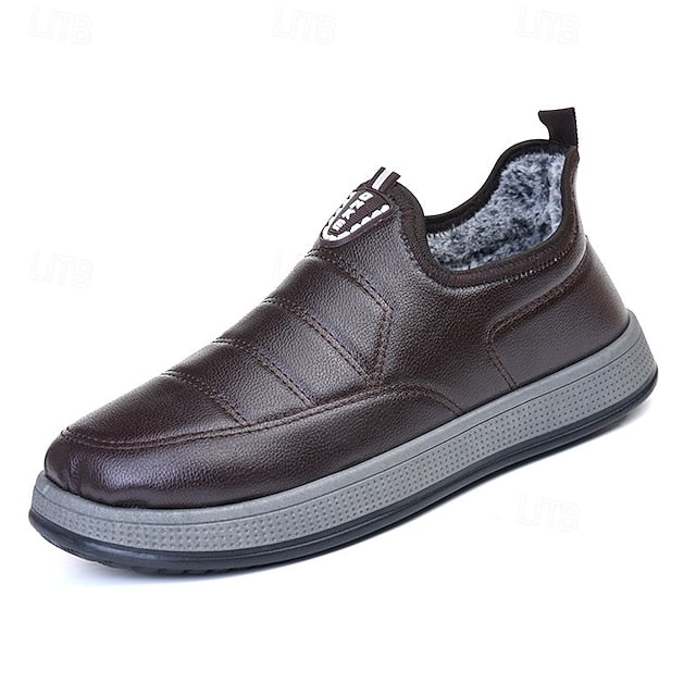 Boots Fleece Slip-Ons Winter Loafers PU lined Men's