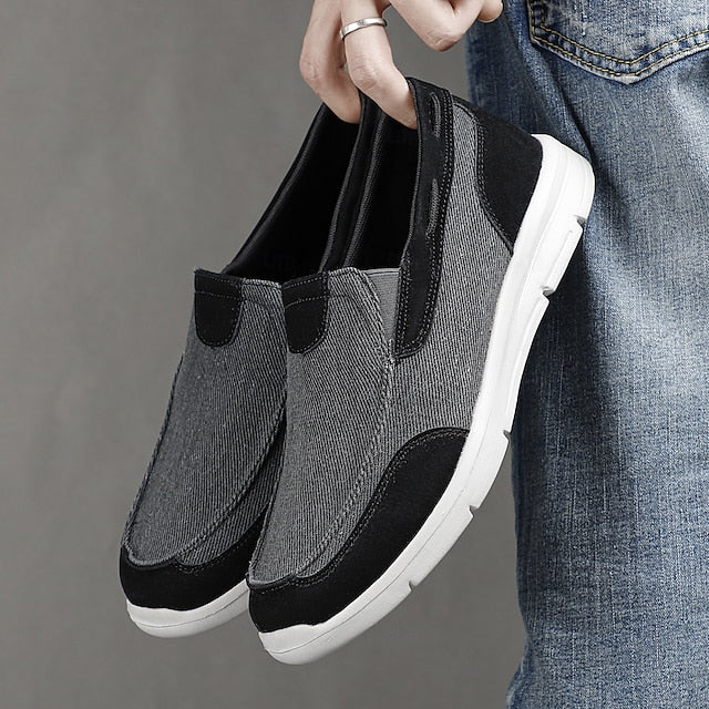 Beige Men's Slip-On Canvas Lightweight Loafers –