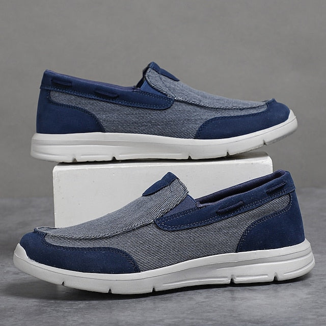 Beige Men's Slip-On Canvas Lightweight Loafers –