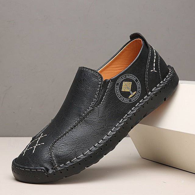 Moccasins Leather Genuine – Men's Beige Faux Handmade