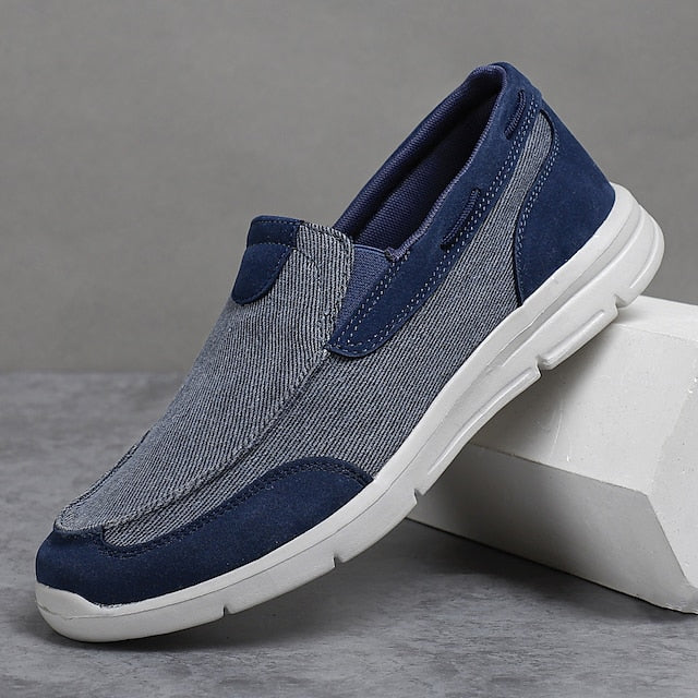 Beige Men's Slip-On Canvas Lightweight Loafers –