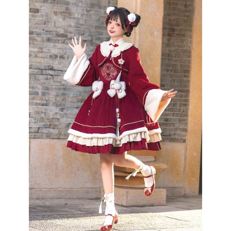 Red Sweet Vintage Chinese Dress - Modern Hanfu