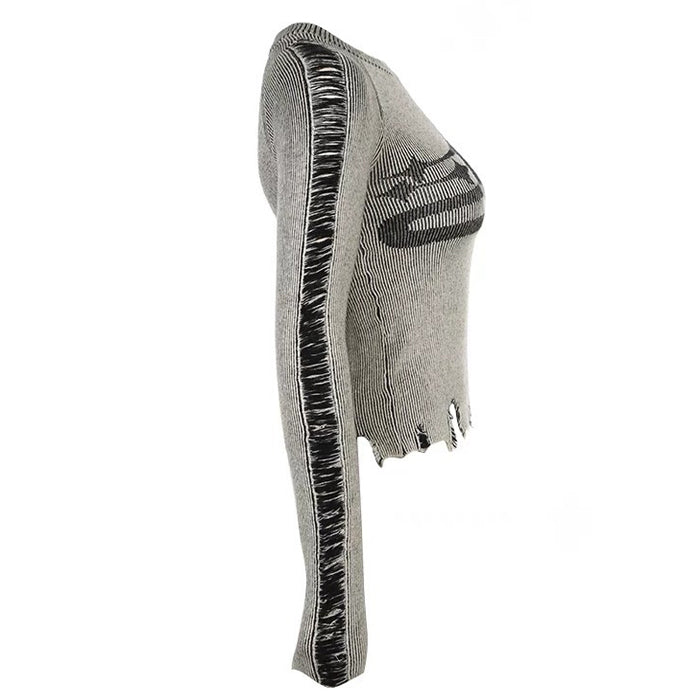 Ripped Long Sleeve Star Top