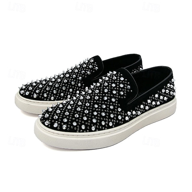 with Men's Detailing Elegant Shoes - Black Slip-On Pearl