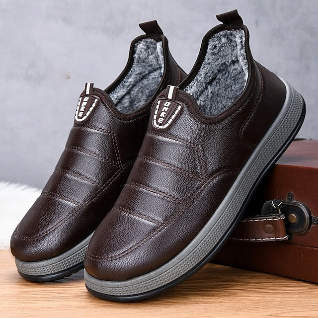 Boots Fleece Slip-Ons Winter Loafers PU lined Men's