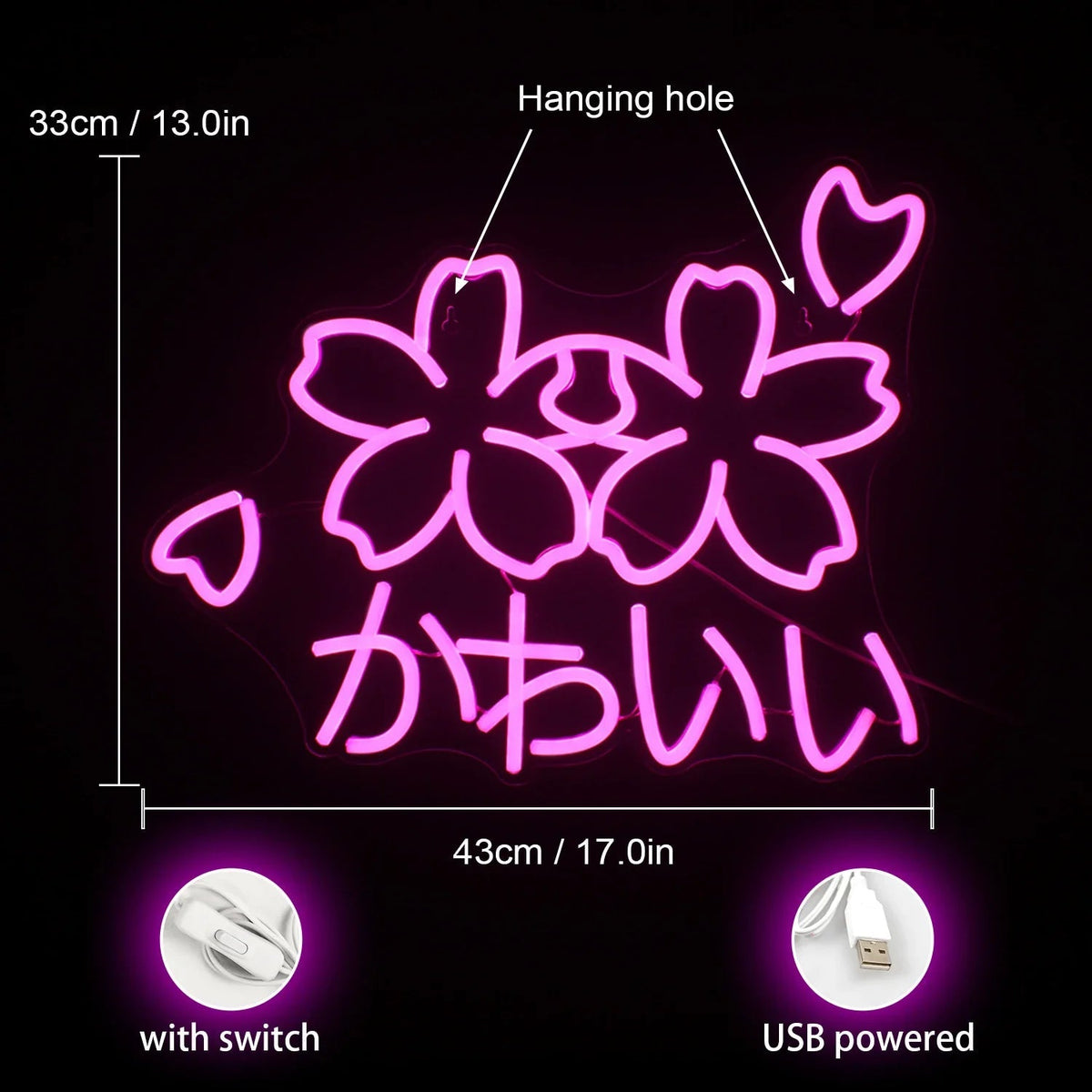 Sakura flower kawaii neon sign - decoration - display lights - kawaii - led - light up sign