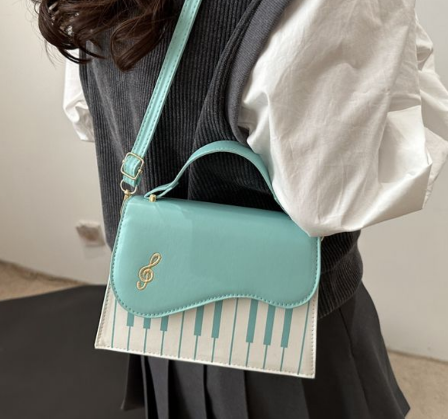 Blue Piano Note Music Shoulder Bag SP19668