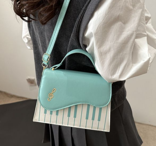 Blue Piano Note Music Shoulder Bag SP19668