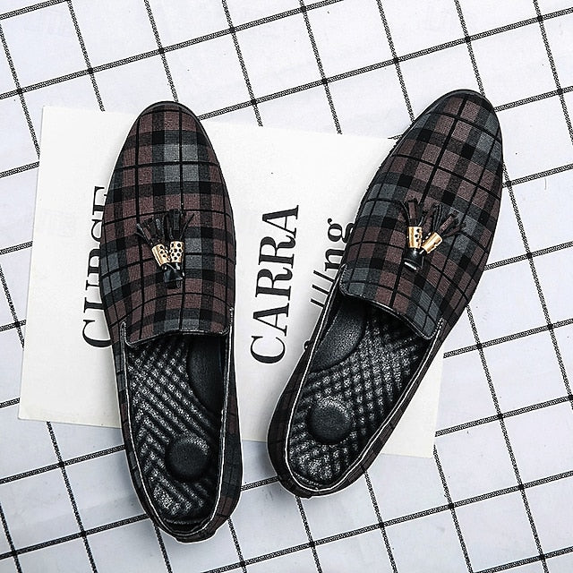 with Elegant Plaid Decoration Tassel – Loafers Men's