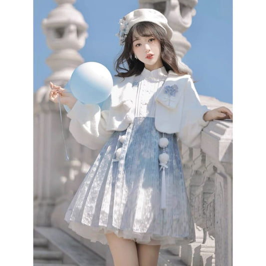 Sky Chinese Lolita Dress - S - Modern Hanfu