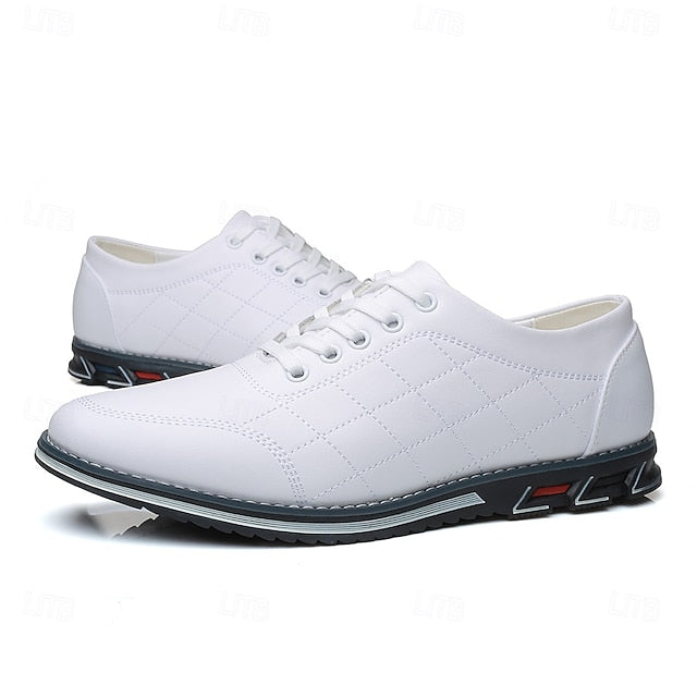 Men's Stylish Lace-Up Quilted Faux Blue Sneakers - Leather