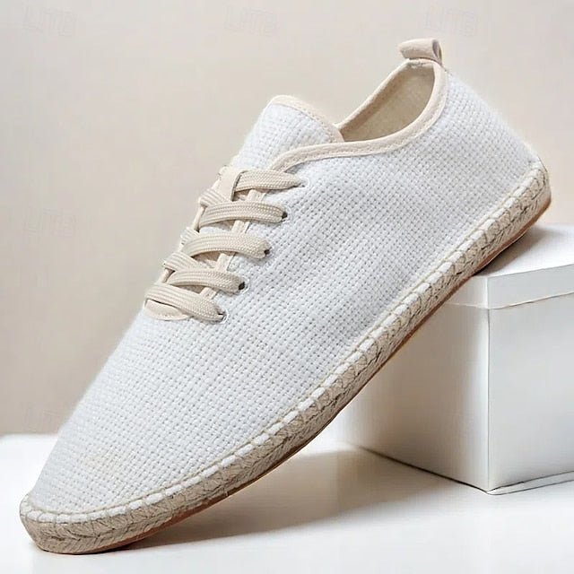 with Espadrille Jute Shoes Canvas Beige Lace-Up Men's Rope