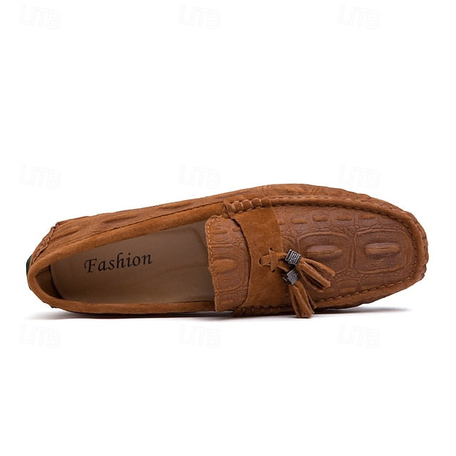 Men's Brown Detail Faux Loafers and with Suede Tassel