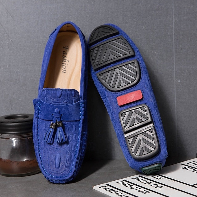 Men's Brown Detail Faux Loafers and with Suede Tassel