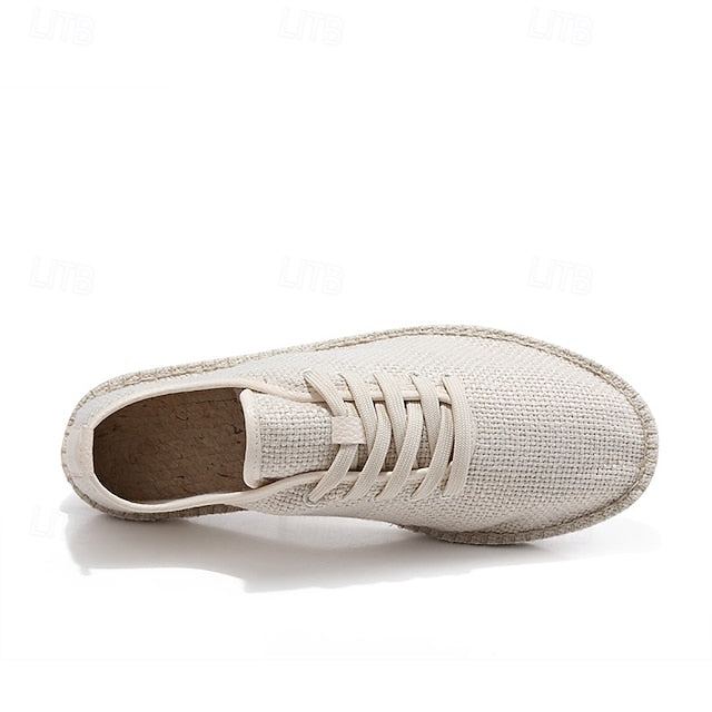 with Espadrille Jute Shoes Canvas Beige Lace-Up Men's Rope