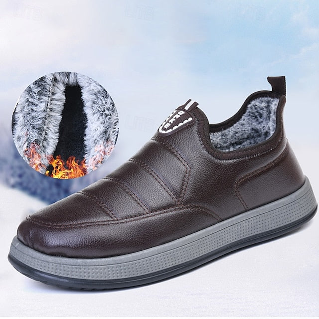 Boots Fleece Slip-Ons Winter Loafers PU lined Men's