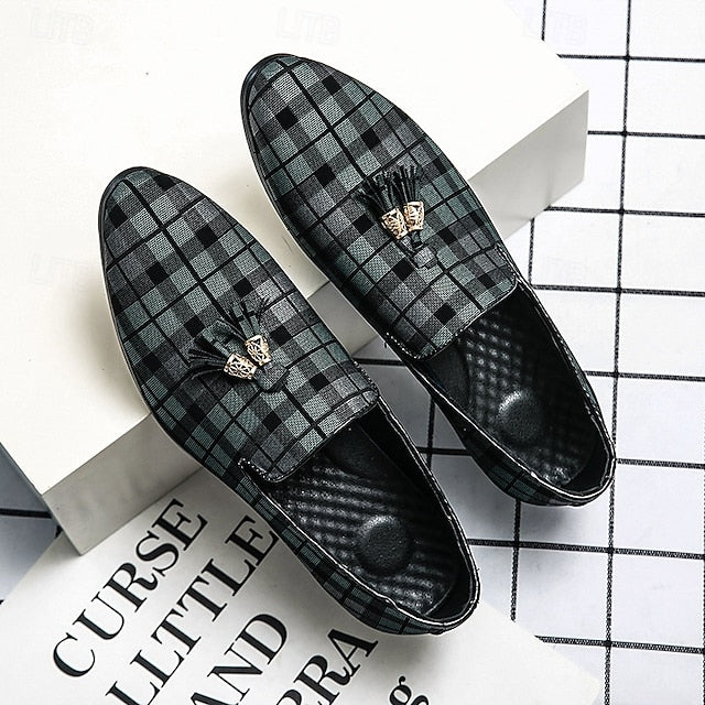 with Elegant Plaid Decoration Tassel – Loafers Men's
