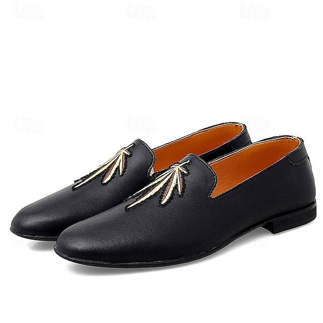 Faux Men's with - White Prom Loafers Shoes Leather Feather