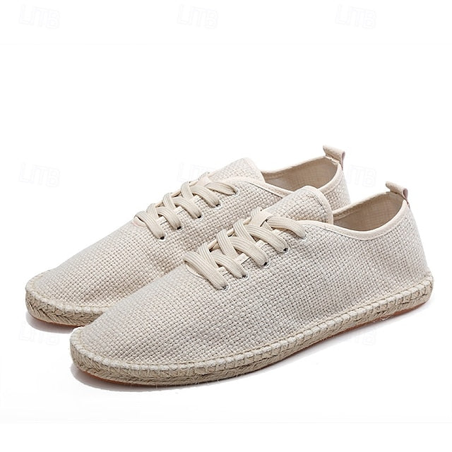 with Espadrille Jute Shoes Canvas Beige Lace-Up Men's Rope