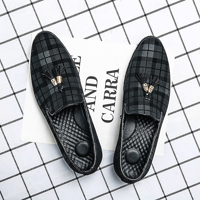 with Elegant Plaid Decoration Tassel – Loafers Men's