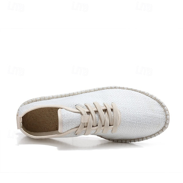 with Espadrille Jute Shoes Canvas Beige Lace-Up Men's Rope