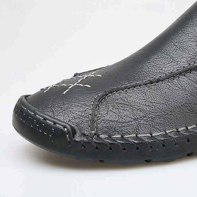 Moccasins Leather Genuine – Men's Beige Faux Handmade