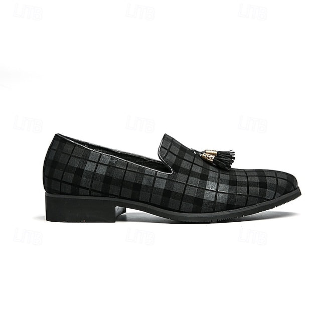 with Elegant Plaid Decoration Tassel – Loafers Men's