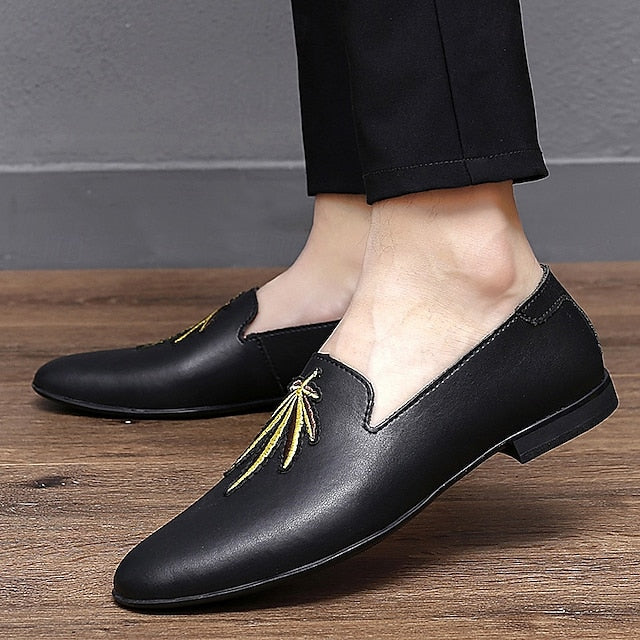 Faux Men's with - White Prom Loafers Shoes Leather Feather