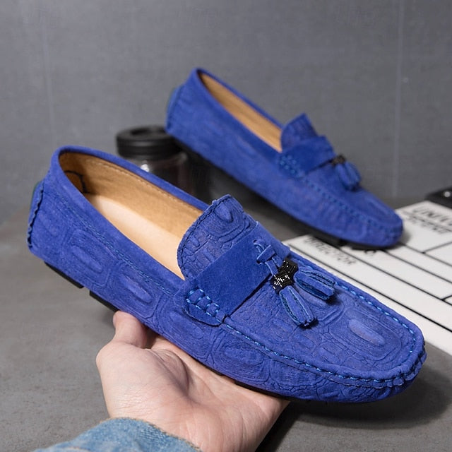 Men's Brown Detail Faux Loafers and with Suede Tassel