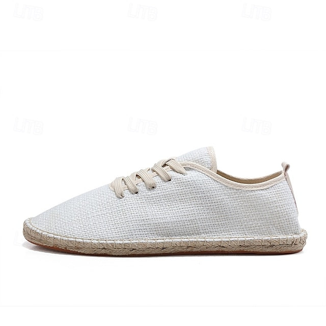 with Espadrille Jute Shoes Canvas Beige Lace-Up Men's Rope