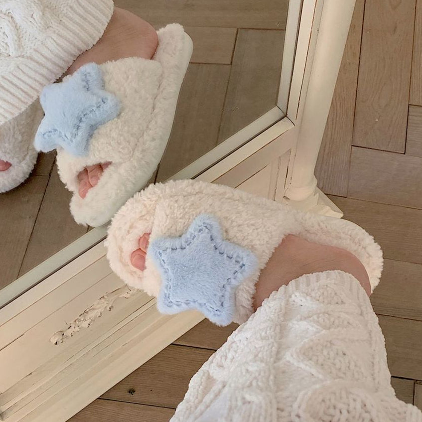 Cute Moon Star Plush Cotton Slippers MK19176 Susan