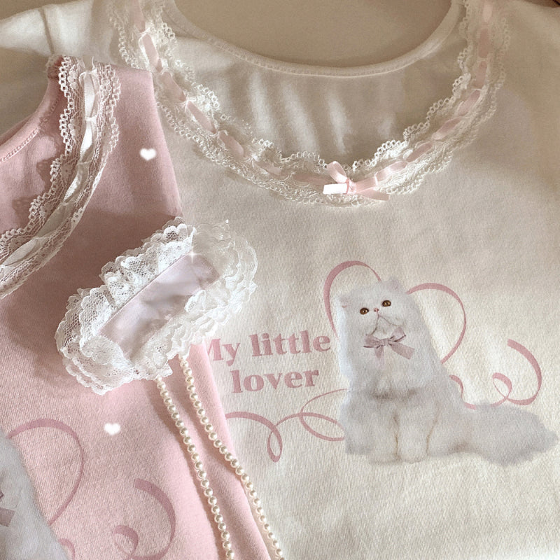 Lace Chic Bubble Sleeve Base T-shirt - Kimi MK Kawaii Store