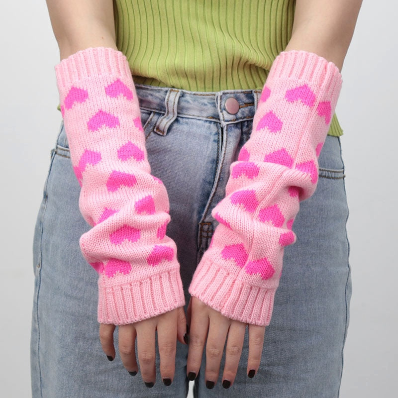 Pink Heart Arm Warmers - Cupcake MK Kawaii Store