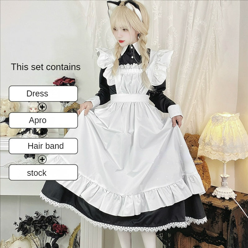 Sweet Classical Neko Maid Long Dress Short Sleeves ON656 MK Kawaii Store