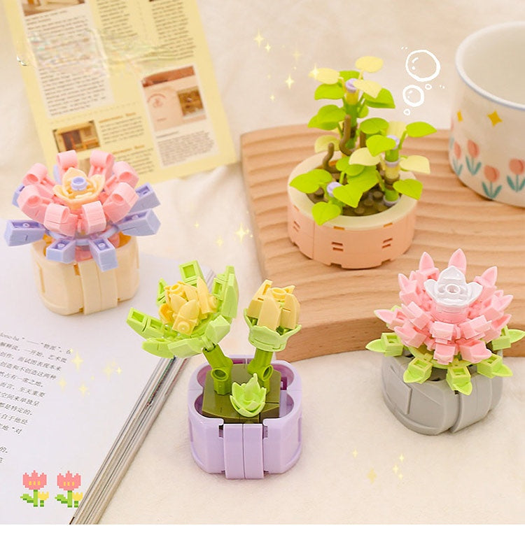 DIY Potted Plants Flowers Blocks Susan
