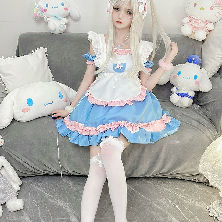 Lovely Candy Pink Blue Sweet Maid Dress ON655 MK Kawaii Store